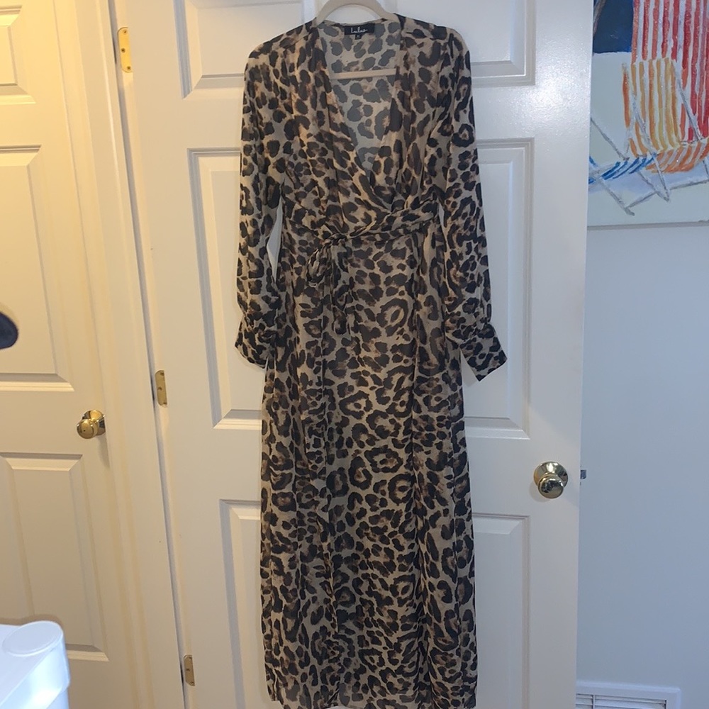 Lulus leaped print silk dress mint condition